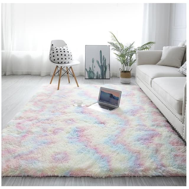 Mehrfarbiger Hochflor Teppich für gemütliches Wohnzimmer 🌟