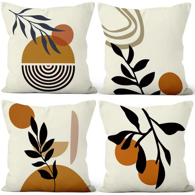 Aoihrraan Kissenbezüge 4er Set mit Sonne und Mond Design