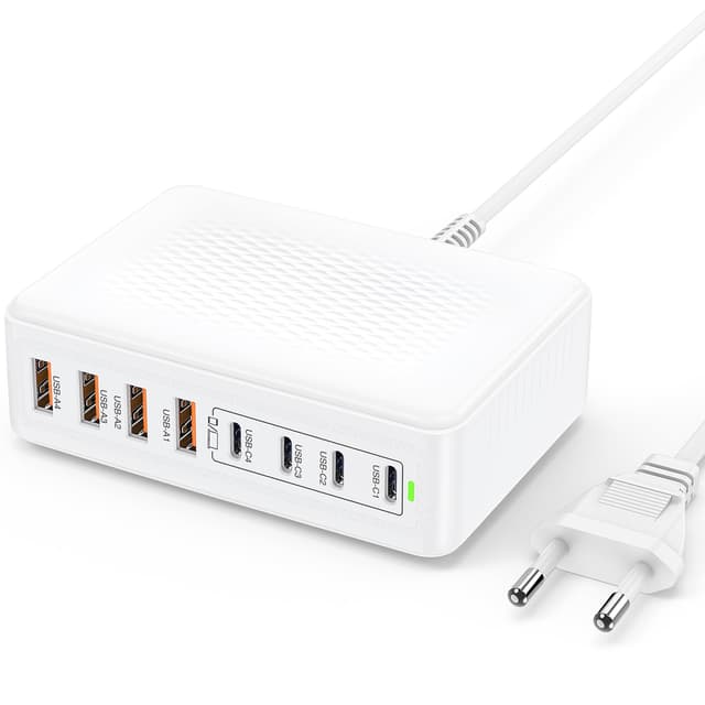 🔋 200W USB C Ladegerät: GaN 8-Port Schnellladegerät 65W Max