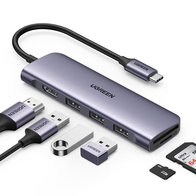 🔥 UGREEN Revodok USB C Hub 6 in 1 Adapter mit 4K HDMI, SD/TF Kartenleser, USB A 3.0 Ports - Grau Angebote!