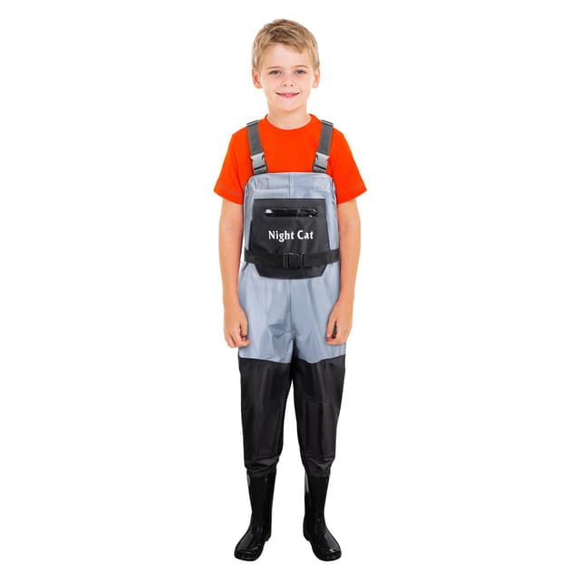 🌊👶👢 Kinder Wathose mit Stiefeln - Wasserdichte Atmungsaktive Crosswater Waders Blau 10-11 Jahre