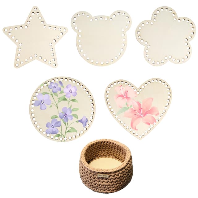 5 Stück Korbboden zum Häkeln aus Holz 🧵 DIY Handtasche Korb Webbedarf Kunsthandwerk