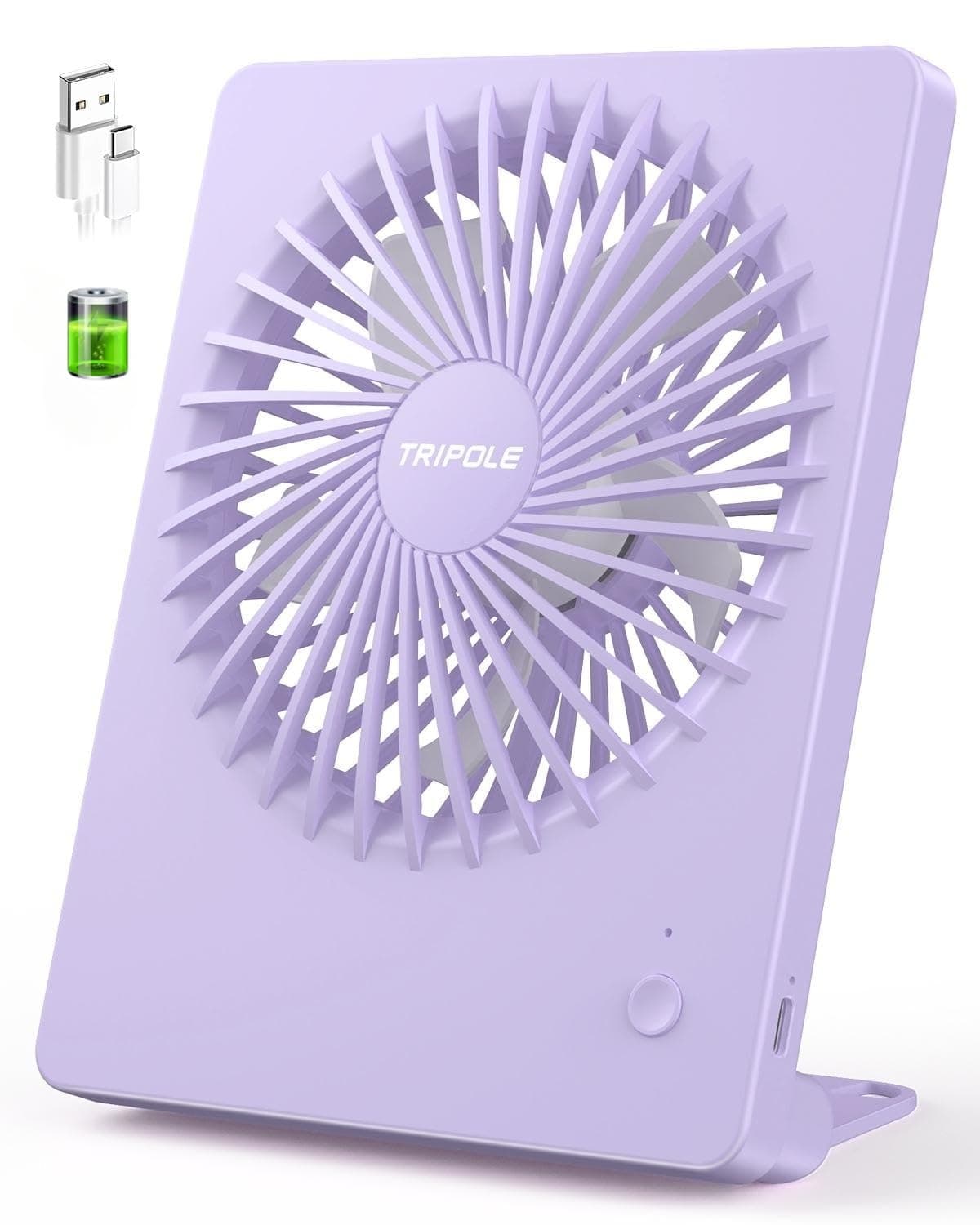 TriPole Tischventilator Leise, 2000mAh Ladefähige USB Ventilator 😎