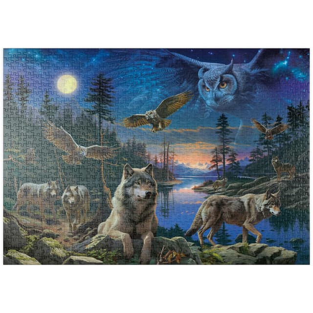 🧩 MyPuzzle Nachtwölfe & Eulen - Premium 1000 Teile Puzzle 🦉