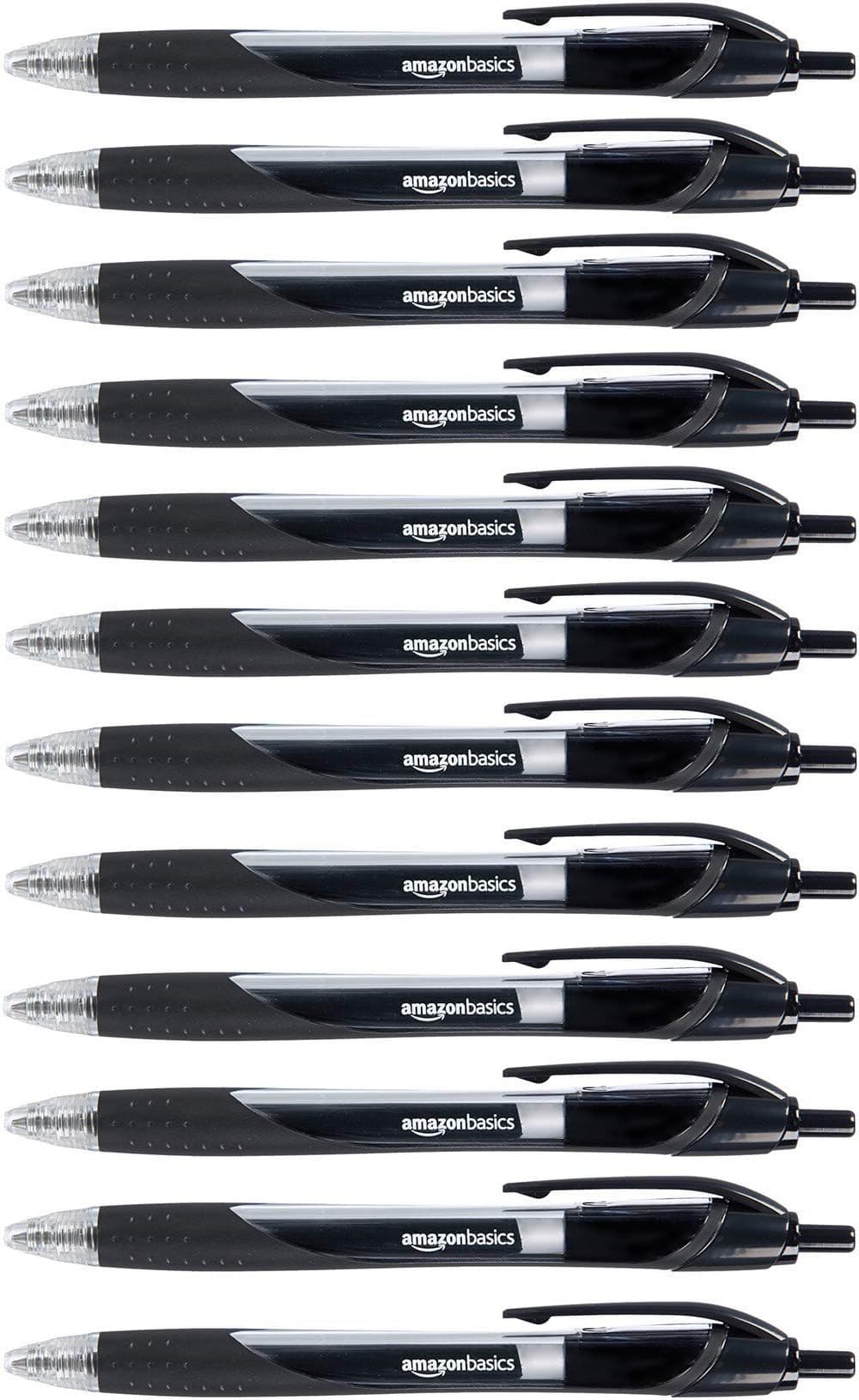 🖊️ Amazon Basics Druckgelschreiber 12er Pack - Feine Spitze - Schwarz