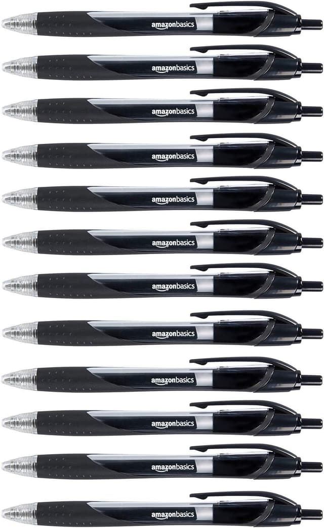 🖊️ Amazon Basics Druckgelschreiber 12er Pack - Feine Spitze - Schwarz
