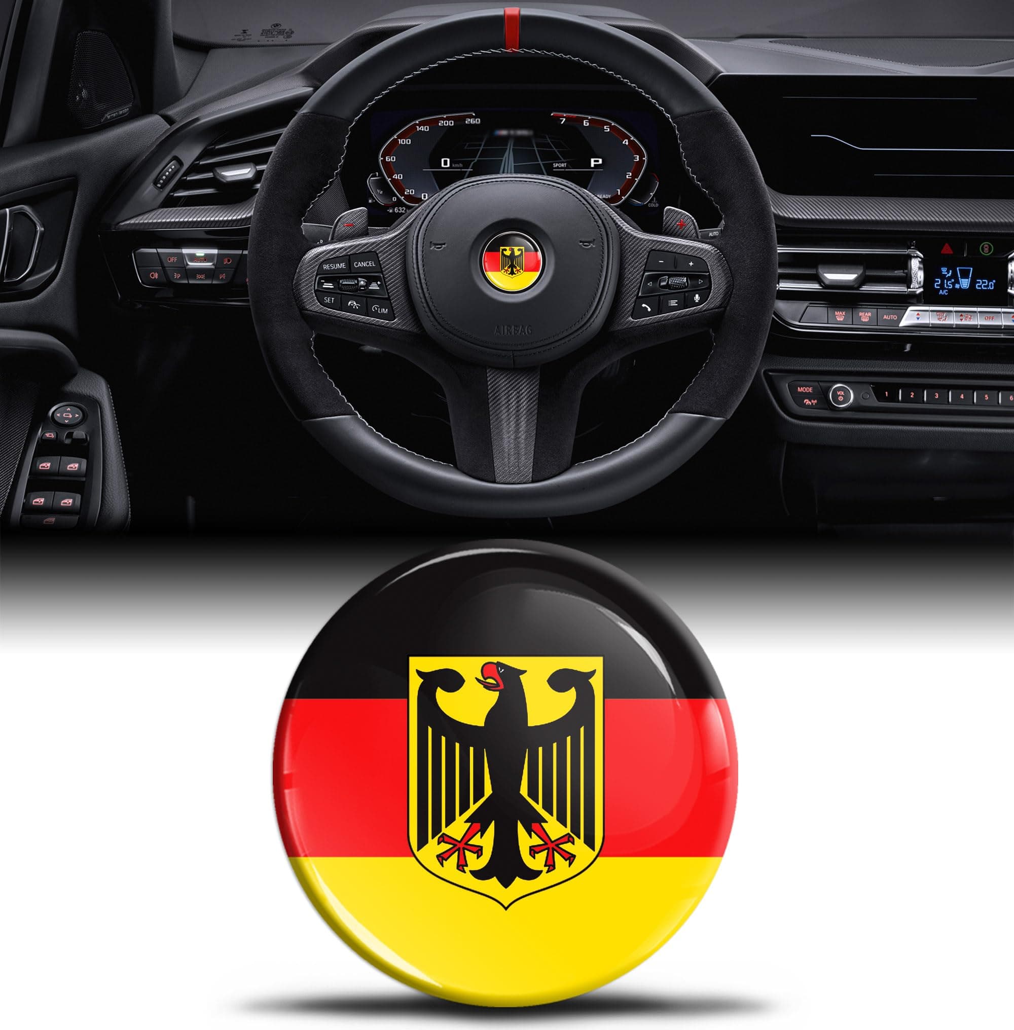 Biomar Labs 3D Silikon Aufkleber Kompatibel mit BMW 36131181082 Emblem Lenkrad 45mm Plakette Zubehör Teile Decals Lenkrad Dekoration 🇩🇪🦅🇩🇪