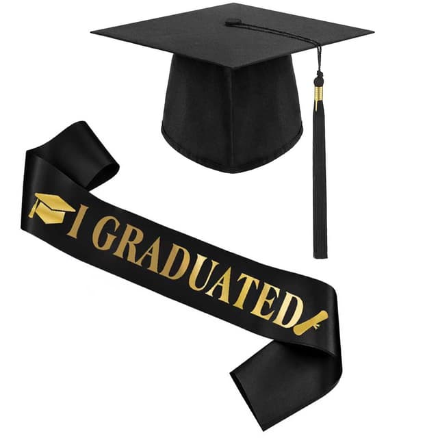 🎓🎉 Bull Tiger Prestige Bachelor Hut mit Schärpe - Abschlussmütze und Gürtel-Set
