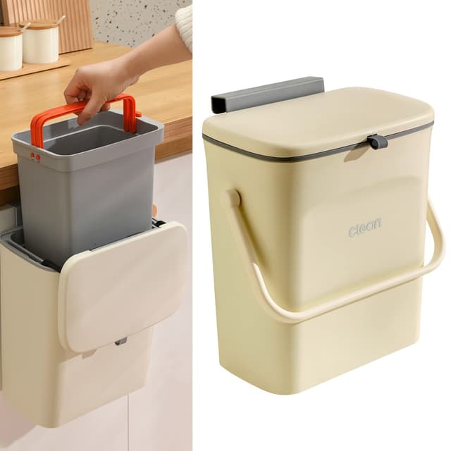 🗑️🌟 FARI 2-in-1 Küchen-Mülleimer mit Schiebedeckel - 9L Abfalleimer