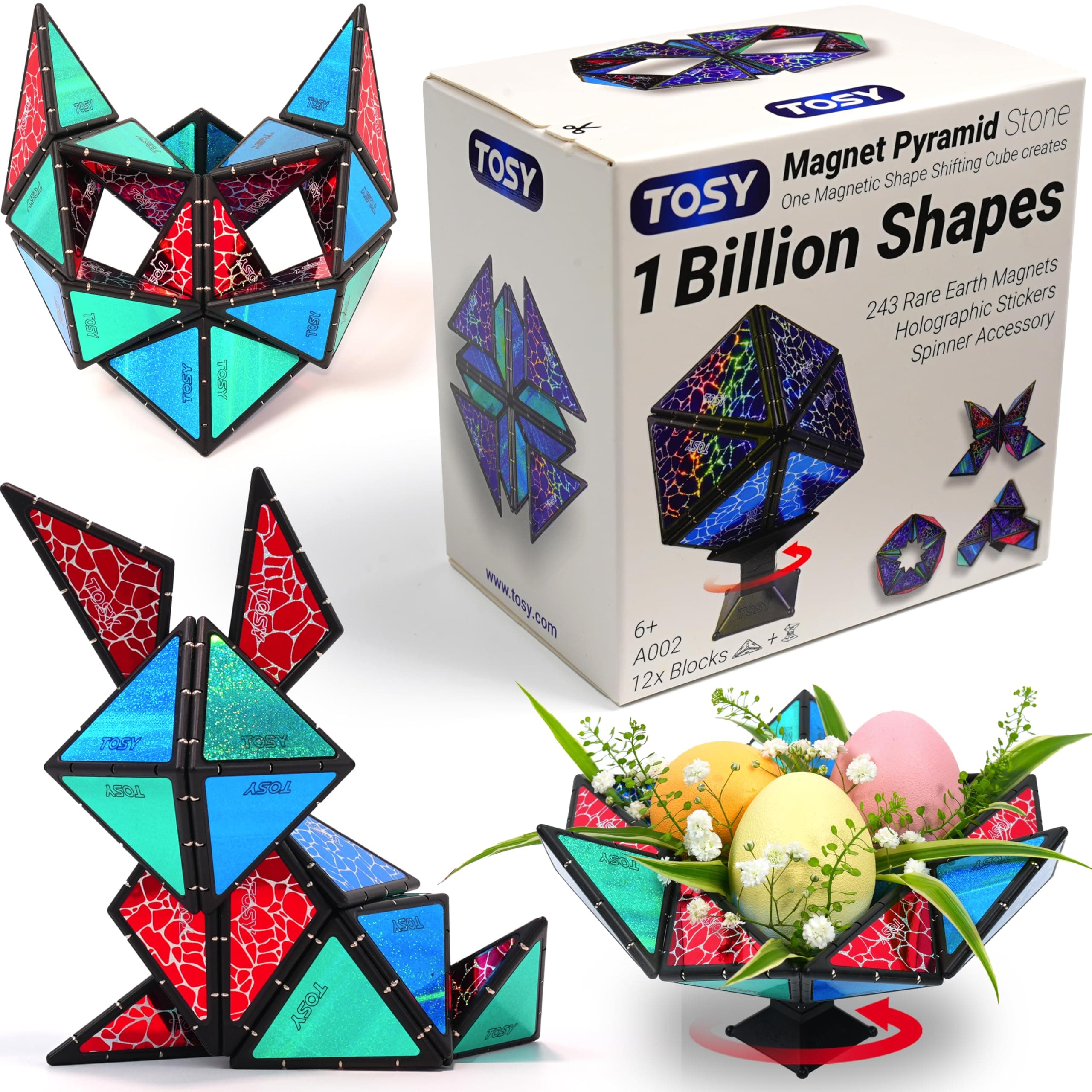 🔮 TOSY Magnet Pyramid Stone - 1 Würfel verwandelt Sich in 1 Milliarde Formen 🔮