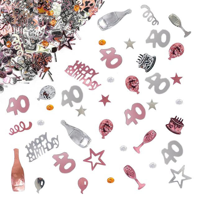 🎉 Giftota - Konfetti 40 Geburtstag Deko - Roségold - Partydekoration Geburtstag 40