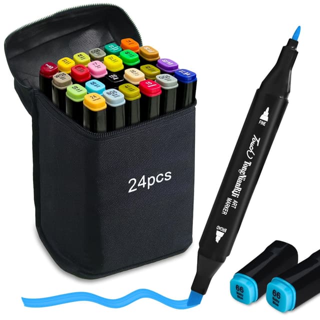 Alkohol Marker Stifte 24 Farben Set 🎨 Twin Tip Design Manga Stifte Permanent Marker