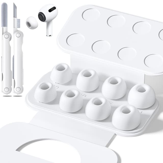 🎧 4 Paare Ersatz-Ohrspitzen für Airpods Pro 1/2 mit Loch zur Geräuschreduzierung, Silikon-Ohrstöpsel für Airpods Pro mit Reinigungsset & Transportbox, 4 Größen (XS/S/M/L) Weiß Weiß-XS/S/M/L