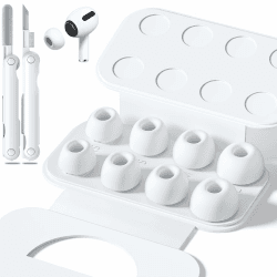 🎧 4 Paare Ersatz-Ohrspitzen für Airpods Pro 1/2 mit Loch zur Geräuschreduzierung, Silikon-Ohrstöpsel für Airpods Pro mit Reinigungsset & Transportbox, 4 Größen (XS/S/M/L) Weiß Weiß-XS/S/M/L