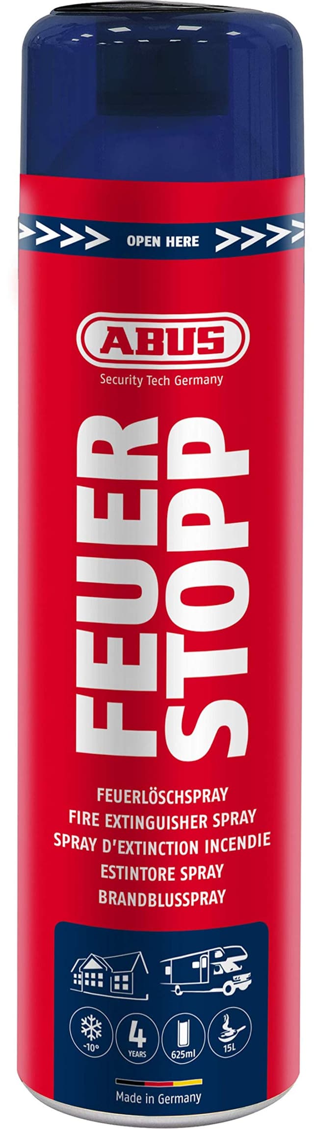 🔥 ABUS Feuerlöschspray AFS625 Feuerstopp - Feuerlöscher für Küche, Grill und Haushalt - 85727