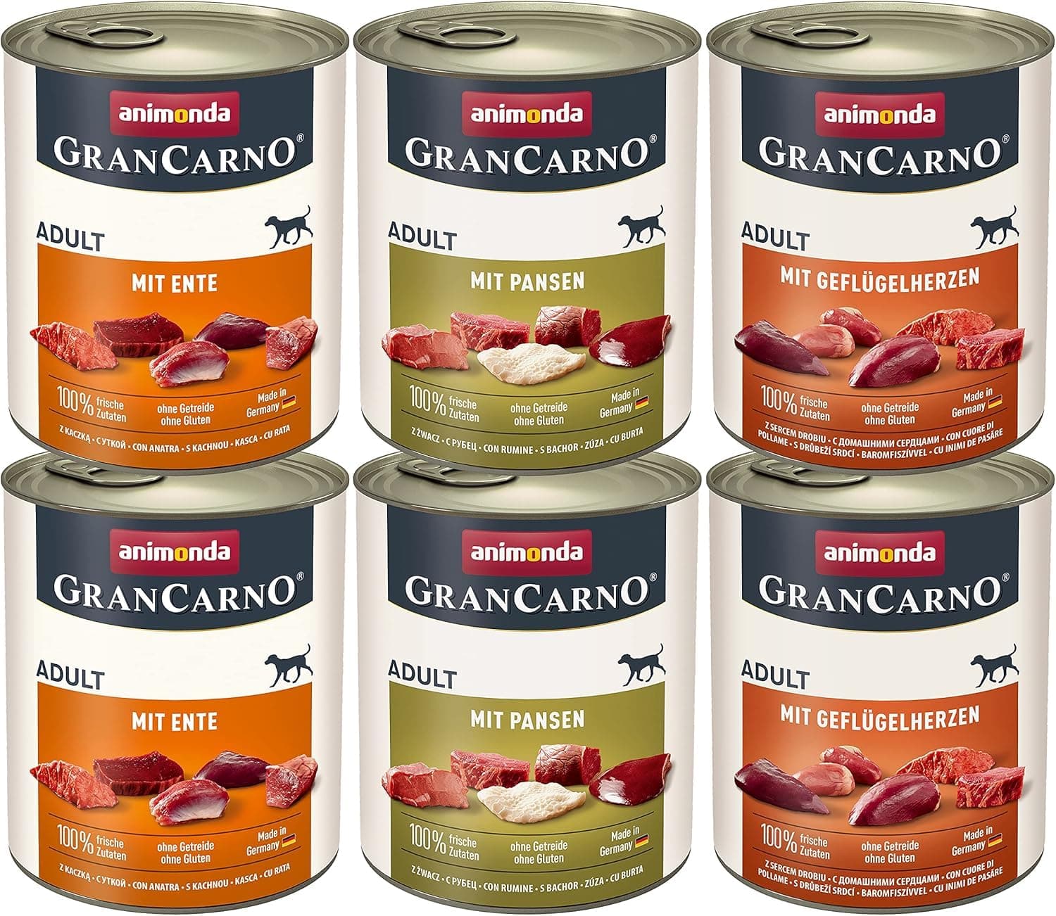 🐶🍖 Animonda GranCarno Adult Deftige Variation (6 x 800 g) - Hundenassfutter ohne Getreide