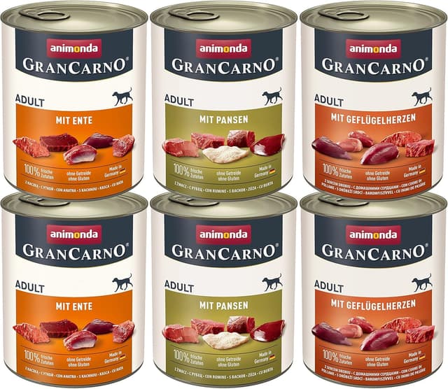 🐶🍖 Animonda GranCarno Adult Deftige Variation (6 x 800 g) - Hundenassfutter ohne Getreide