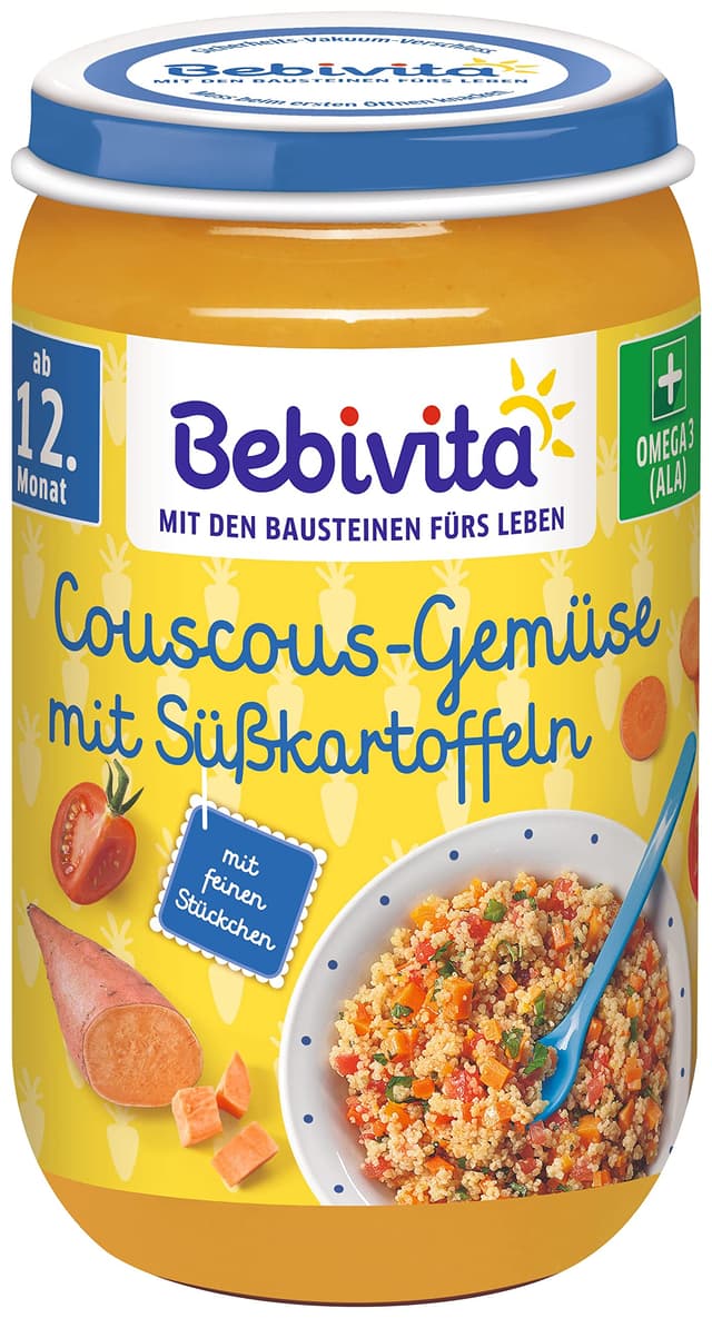👶🥦 Bebivita Menü ab 12. Monat - Couscous-Gemüse mit Süßkartoffeln, 6er Pack (6 x 250g) 👶🥦