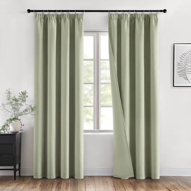MIULEE Verdunklungsvorhänge mit Kräuselband Salbei Grün 🌿🌙