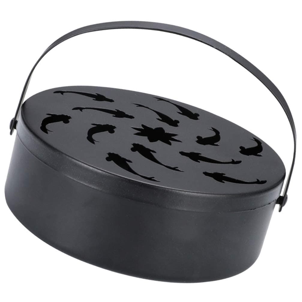🦟 Mückenspirale Halter Tragbar Eisen Schwarz Mit Deckel 🪲