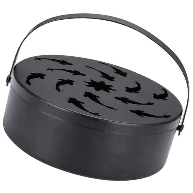 🦟 Mückenspirale Halter Tragbar Eisen Schwarz Mit Deckel 🪲