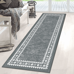 Enyhom Teppich Läufer Waschbar rutschfest Läufer Flur Teppich Küchenläufer dauerhaft Eingangstürmatte Teppich für Haustür, Flur, Eingang, Küche, Schlafzimmer (50 x 150 cm, Grau) 🌟🏡