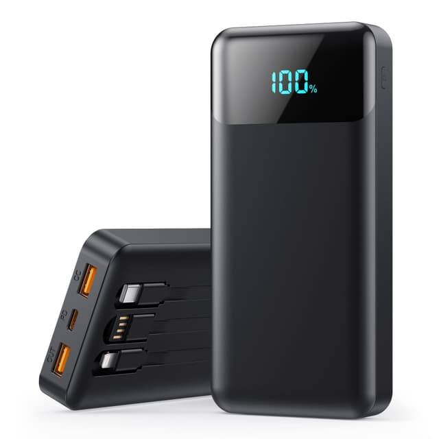 🔋 Power Bank 26800mAh USB C mit Kabel 25W PD+QC4.0 Schwarz