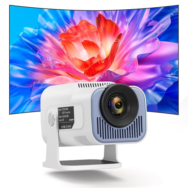 🎥🌟 OKYUK Mini Beamer 4K,1080P Tragbar Outdoor Beamer (Weiß) 🌟🎥