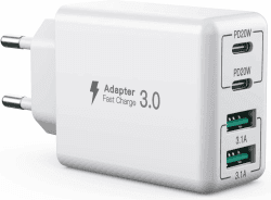 🔋📱 SCCVEE USB C Ladegerät, 40W 4-Port USB C Ladegerät Block, Schnellladeblock Dual Port PD+QC Wandstecker Multiport Typ C - Weiß Angebot bei HelloDeals