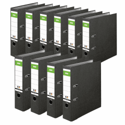 🌈 Original DINOR Ordner-Wolkenmarmor-Recycling - Made in Germany. 10er Pack 8 cm breit DIN A4 schwarz Aktenordner Briefordner Büroordner Pappordner Schlitzordner Grüner Balken Blauer Engel Ordner Wolkenmarmor 10er Pack Breit Angebot bei HelloDeals