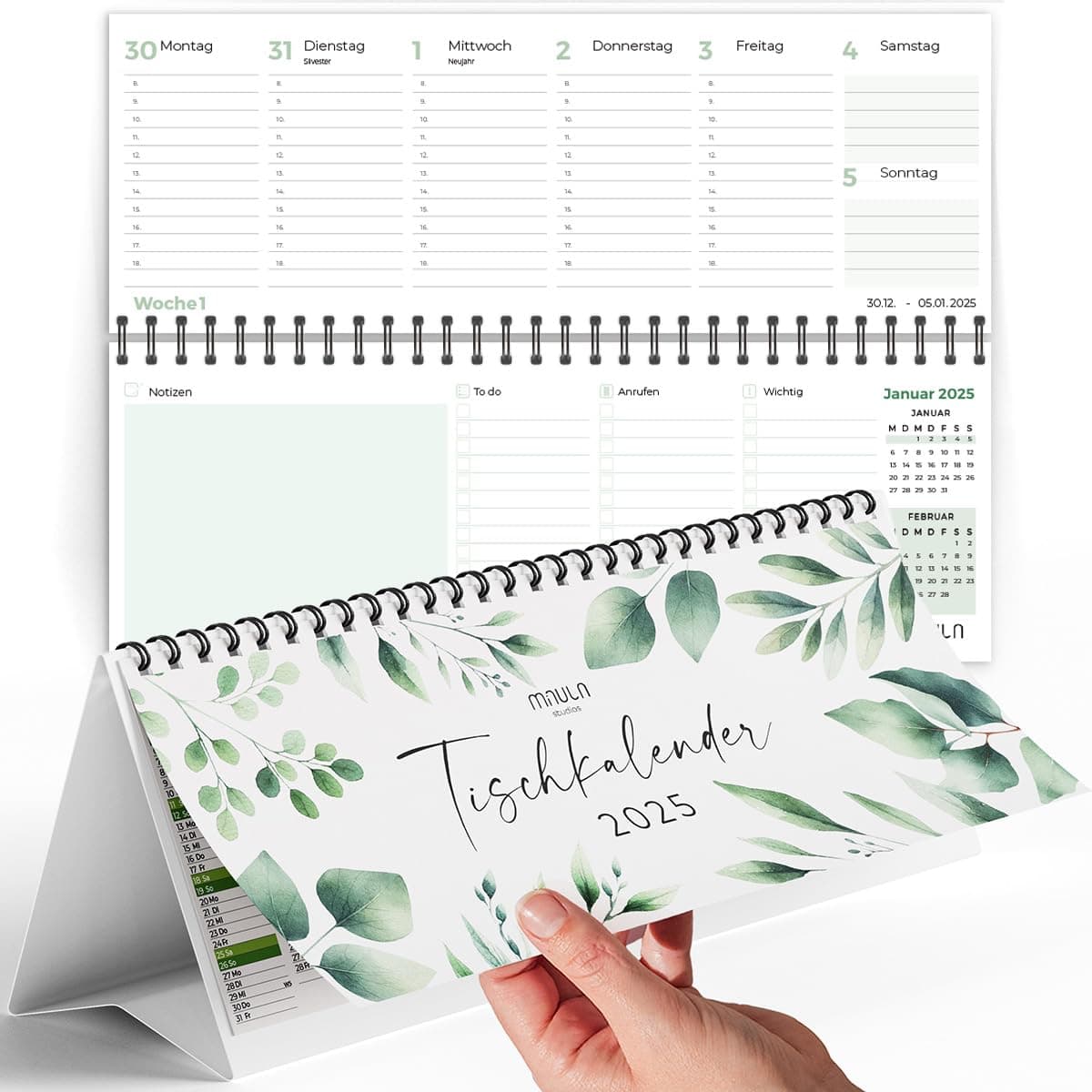 📅 Tischkalender 2025 Quer - Kalender 2025 Tischkalender 🌿