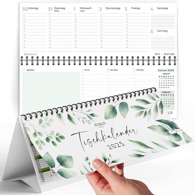 📅 Tischkalender 2025 Quer - Kalender 2025 Tischkalender 🌿