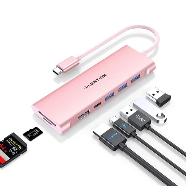 LENTION USB C Hub mit 4K HDMI, USB 3.0, SD&TF Kartenleser, 100W Aufladung, Typ C Adapter 🌟