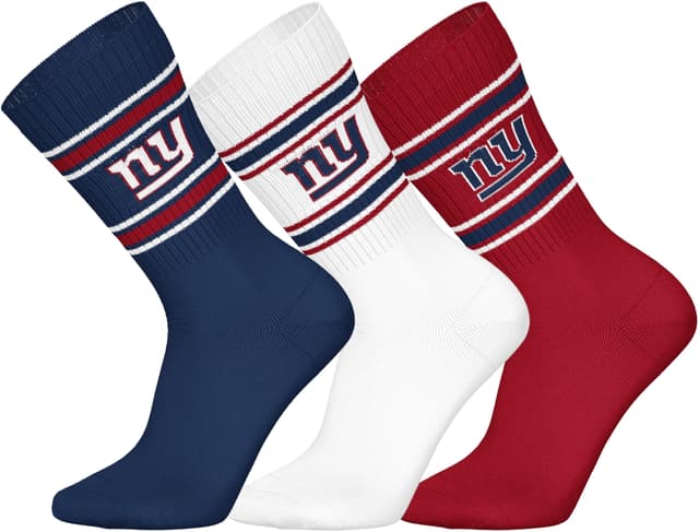 🏈🧦 NFL Unisex Ny Giants 3er Pack Crew Socks Sportsocken 35-38 Mehrfarbig