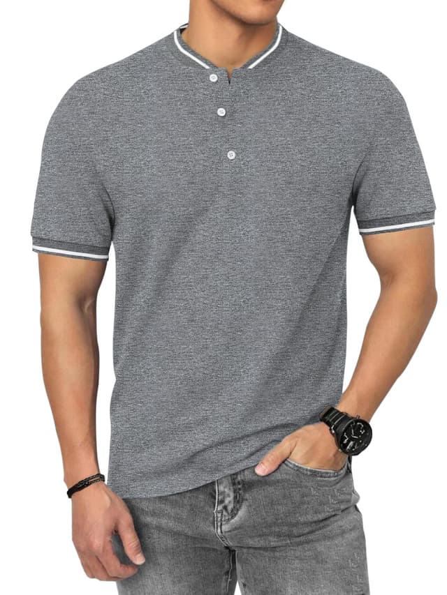 HMIYA Herren Poloshirt Baumwolle Kurzarm Sommer Henley 😎👕