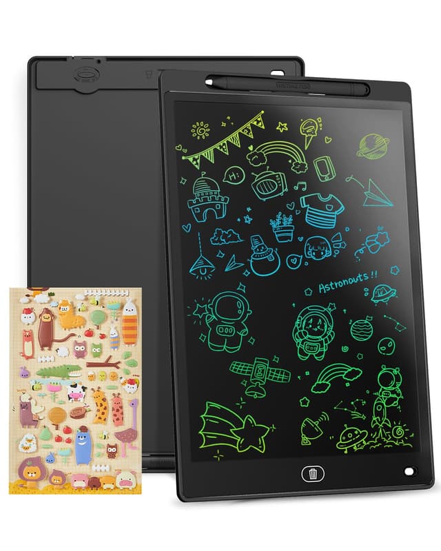 Genialba LCD Schreibtafel 12 Zoll 🌈 Buntes LCD Schreibtablett 🎨 Kindergeschenk