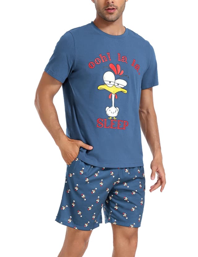 Jezonga Schlafanzug Herren Kurz Pyjama 😴👕✨