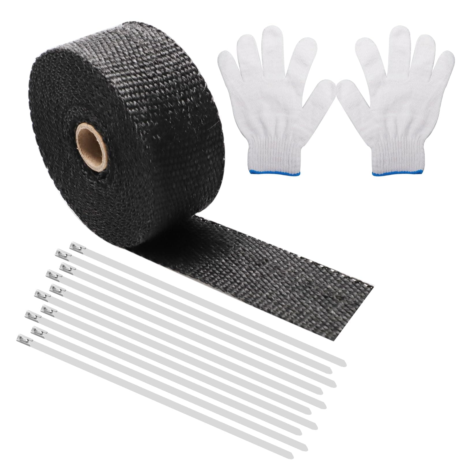6M Hitzeschutzband Auspuff + 10 Pcs Edelstahl Kabelbinder 🚗
