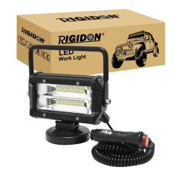 RIGIDON 1 Pcs LED Arbeitsscheinwerfer mit Magnetfuß 5 Zoll 13cm 72W 12V 24V LED Flutstrahler Offroad Beleuchtung für Auto SUV ATV Traktor LKW 4x4 Boot 6000K LED Suchscheinwerfer Arbeitslicht