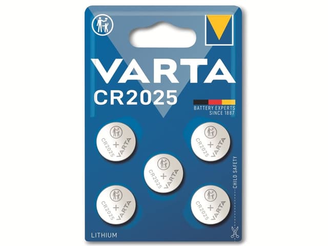 🔋🔑 VARTA Batterien Knopfzellen CR2025, 5 Stück - Power on Demand! 💡🔋