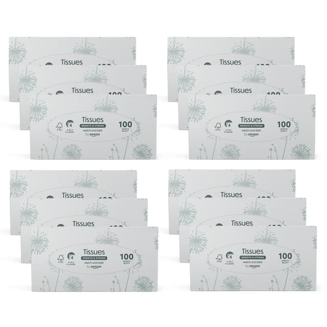 🌟 Tolles Angebot! 4-lagige Papiertaschentücher-Boxen, 1200 Stück, 12 Packungen mit 100