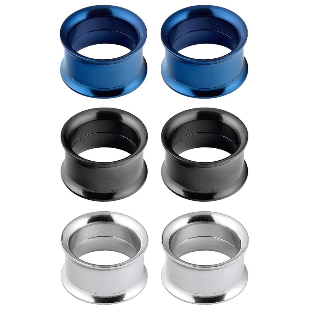 👂 Longbeauty 6er Set Edelstahl Flesh Tunnel Set 🌈
