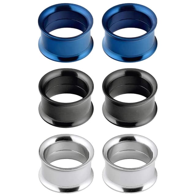 👂 Longbeauty 6er Set Edelstahl Flesh Tunnel Set 🌈