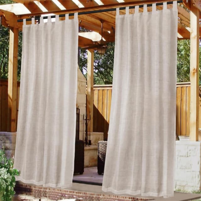 FASCINATDECO Outdoor Vorhang Wasserdicht 🌿 2 Stücke 213x132 cm Leinenoptik