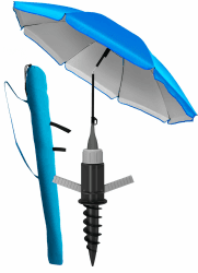 🌞🏖️ 4smile Sonnenschirm Strand SunnyJoy 3-IN-1-SET, Fb. Blau Angebot bei HelloDeals