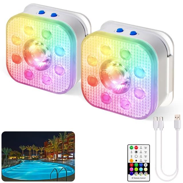 🌊🌈 HL Unterwasser Licht mit Fernbedienung,RGB LED Schwimmende Poolbeleuchtung, Pool Magnetic Beleuchtung, Pool lichter für Schwimmbad,Teichbeleuchtung, Brunnen, Teich, Aquarium, Party Deko,2 Stück