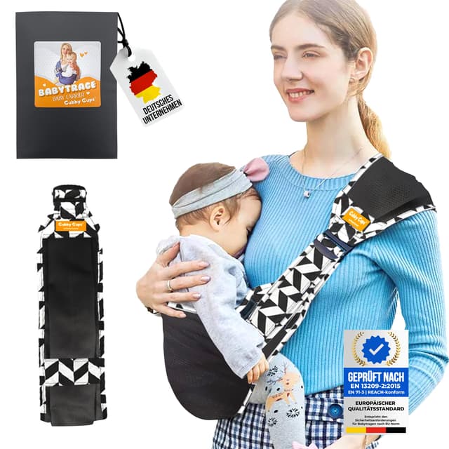 👶🏻🌟 GUBBY GUPS® Ergonomische Babytrage V1.0 - Schwarz 🌟👶🏻
