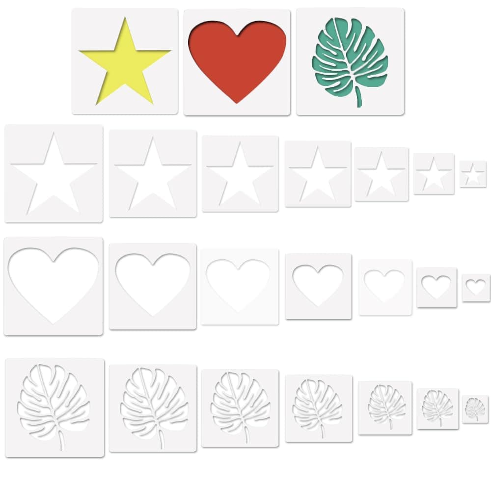 🎨 Zasvec Sternschablonen 24 Stück Kunststoff - Malschablonen Set für DIY Handwerk 🌟🍃❤️
