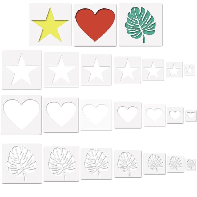 🎨 Zasvec Sternschablonen 24 Stück Kunststoff - Malschablonen Set für DIY Handwerk 🌟🍃❤️