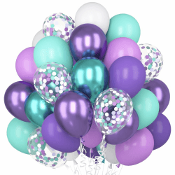 Luftballons Lila Türkis, 60 Stück Violett Konfetti Ballons 🎈🎉